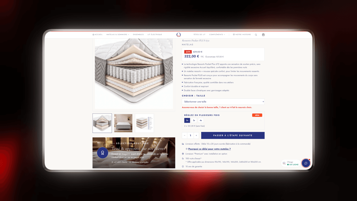 E-commerce Literie